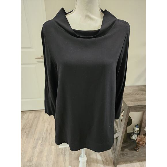 Soft Surroundings Black Wide Neck Rayon Blouse Size Medium - Picture 1 of 8